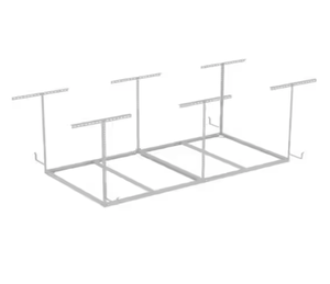 lot 106 image: FLEXIMOUNTS OHK Frame-Only Series 48 in x 96 in White Ceiling Mounted Overhead Garage Storage Rack with Hooks