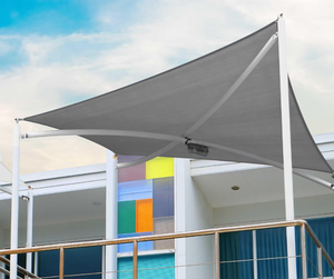 lot 121 image: 28.3 ft. x 20 ft. x 20 ft. 190 GSM Grey Right Triangle Sun Shade Sail Screen Canopy