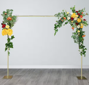 lot 125 image: 118.2 in. x 118.2 in. Heavy-Duty Wedding Backdrop Stand Kit with Metal Steel Base Arbor