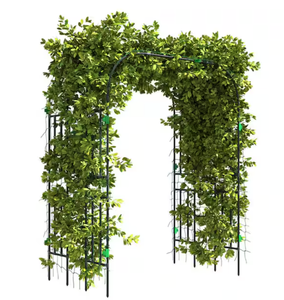 lot 127 image: Outsunny 95.6 in. Steel Garden Arch Trellis, Tall Metal Plant Trellis Support with Climbing Net