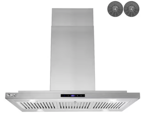 lot 137 image: AKDY 36 in. 350 CFM Convertible Island Mount Range Hood with LED Lights in Stainless Steel Touch Control and Carbon Filters