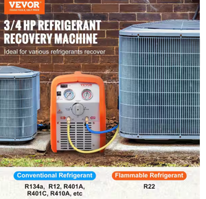 lot 154 image: 120-Volt 60Hz Portable 34 HP Refrigerant RecoveryMachine HVAC for Vapor Liquid Refrigerant with HighPressure Protection Internet # 328790599 Model # HSSA05FS041