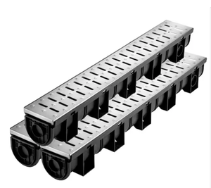 lot 168 image: Trench Drain 39 in. L x 5.8 in. W x 5.2 in. D Drainage with Metal Grate and End Cap Channel Drain (3 Pack)