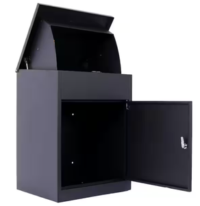 lot 178 image: Extra Large Galvanized Steel Parcel Mailbox Black Wall Mounted Lockable Anti-Theft Package Delivery Box
