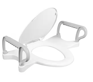 lot 197 image: BEMIS Assist ElongatedRound Standard Height Premium PlasticToilet Seat with Support Arms White
