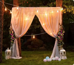 lot 215 image: Gold Color Metal Wedding Arch Backdrop Stand with Bases Arbor 118 in. x 118 in.