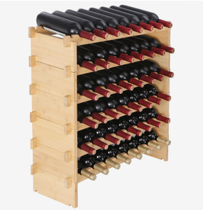 lot 217 image: VEVOR 48 Bottle Stackable Modular Wine Rack Bamboo Wood Display Shelf 6-Tier
