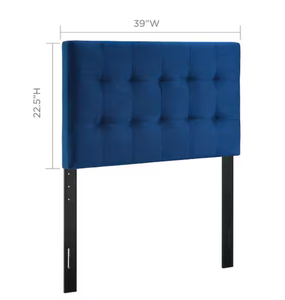 lot 218 image: Lily Navy Biscuit Tufted Twin Performance Velvet Headboard by Modway