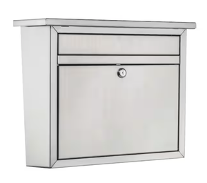 lot 224 image: Architectural Mailboxes Maya Silver Medium Steel Locking Wall Mount Mailbox