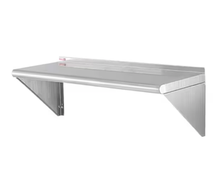 lot 239 image: Stainless Steel Shelf 12 in. x 36 in. Wall Mounted Floating Shelving w Brackets 250 lbs.