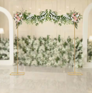 lot 241 image: Gold Wrought Iron Backdrop Flower Stand Arbor 82 in. x 78 in.