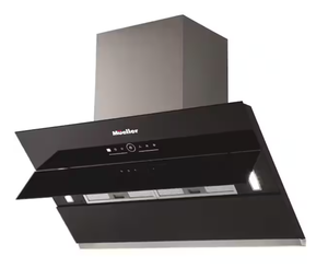 lot 243 image: MUELLER 36 in. Deluxe 900CFM Wall Mount Range Hood, Open-Close Black Tempered Glass Panel LED Touch Control Permanent Filters Internet # 308219831 Model # MU-ORH