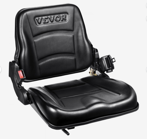 lot 258 image: Universal Forklift Seat Black Fold Down Tractor Seat with Retractable Seatbelt, 6.3-13.4 inch Slot Forklift Seat for Tractor Loader Excavator