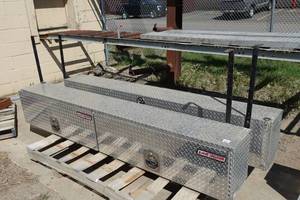 lot 42 image: Weather Guard Aluminum Diamond Plate Hi-Side Truck Boxes with Mounting Brackets