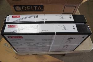 lot 126 image: 2 NEW Delta Chrome Single Handle Kitchen Faucets