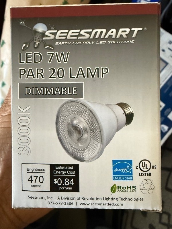 lot 5-1 image: Pair of Seesmasrt par 20 dimmable LED Bulb. &nbspRetail $17 each 22,000 hours