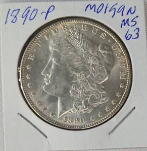 lot 5 image: 1890 - P  Morgan Silver Dollar  MS 63 NICE