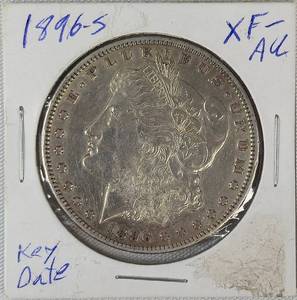 lot 8 image: 1896 - S  Morgan SIlver Dollar XF-AU Key Date