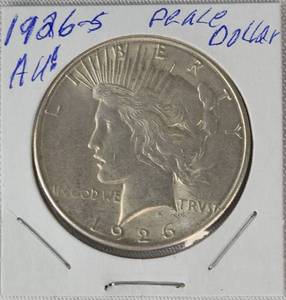 lot 12 image: 1926 - S  Peace Silver Dollar AU  NICE