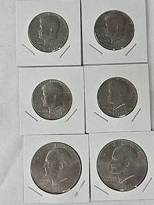 lot 16 image: 2 - IKE  1976 Bicentennial Dollars  &  4 - Kennedy Bicentennial Half Dollars