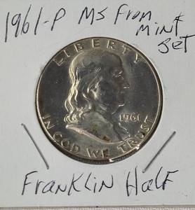 lot 22 image: 1961 - P  Franklin Half High MS from Mint Set