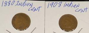 lot 33 image: 2 - Indian Cents   1880 & 1908