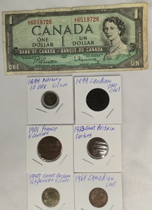 lot 35 image: Foreign Coins & 1954 Canadian Dollar