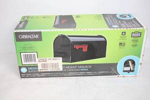 lot 238 image: Gibraltar Medium Capacity Post-Mount Mailbox in Black Steel