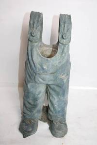 lot 256 image: Unique Decorative Planter in the Shape of Overalls, 20 inches Tall
