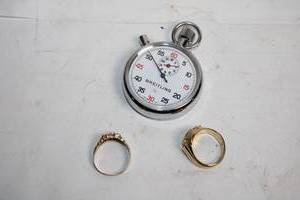 Vintage Breitling Stopwatch and 2 Rings with Gemstones