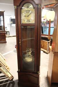 lot A-282 image: Classic Wooden Grandfather Clock with Glass Panels