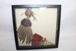 lot 297 image: Framed Native American Feathered Decorative Pieces