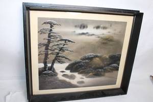 lot 300 image: Vintage Framed Landscape Print with Signature