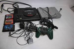 Lot of Sega Genesis and Sony PlayStation Console Bundle with Games and Controllers