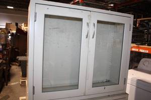 lot 7 image: Used Office Glass Door Cabinet with Metal Frame