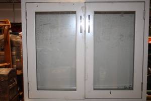 lot 8 image: Metal Storage Cabinet with Glass Doors