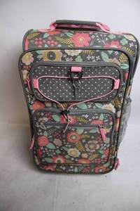 lot 15 image: Floral Pattern Rolling Suitcase with Interior Lining