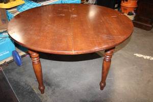 lot 19 image: Wooden Dining Table with Drop Leaf, 59 Inches