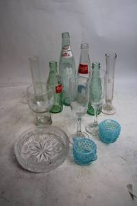 lot 53 image: Collection of Vintage Glass Bottles and Crystal Dishware