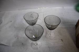 lot 60 image: Set of 3 Vintage Gray Wine Glasses