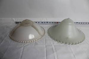 lot 106 image: Pair of Vintage Glass Ceiling Light Shade Covers with Beaded Edge
