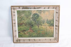 lot 128 image: Vintage 1952 Framed Landscape Oil Painting
