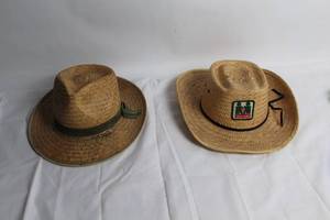 lot 136 image: Set of 2 Vintage Straw Fedora Hats