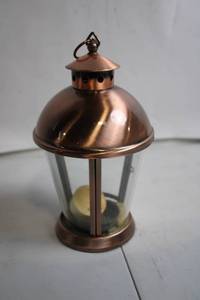 lot 145 image: Copper Finish Decorative Lantern with Glass Panels