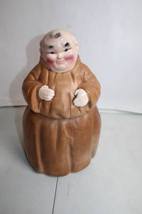 lot 147 image: Vintage Ceramic Monk Cookie Jar with Removable Lid
