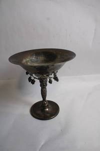 lot A-22 image: Antique Silver Chalice with Ornate Grapevine Design