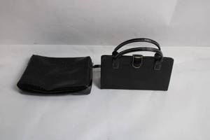 lot 30 image: Set of 2 Black Handbags with Crocodile Texture and Smooth Finish