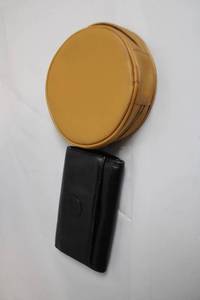 lot 31 image: Designer Black Leather Wallet and Tan Cosmetic Case Set