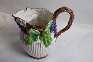 lot 32 image: Vintage Ceramic Pitcher with Grape Motif