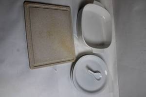lot 63 image: Collection of Ceramic Baking Dishes and Cutting Board